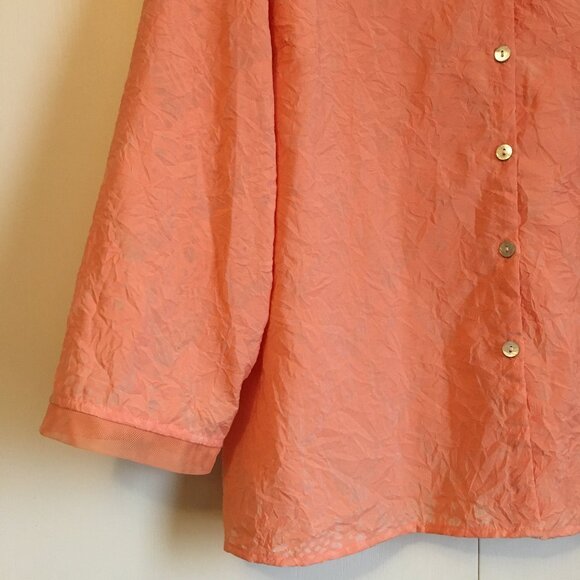 Vintage JH Collectibles Coral & Mother of Pearl Button Up Dress Shirt - Picture 5 of 16